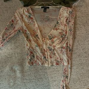 Flowery crop corset long sleeve shirt